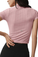 Seamless Pointelle Mock Neck Short Sleeve - Vintage Pink - Unmatched Kicks - ALO