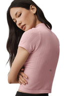 Seamless Pointelle Mock Neck Short Sleeve - Vintage Pink - Unmatched Kicks - ALO