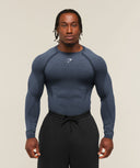 Shadow Seamless Long Sleeve T-Shirt muscle fit Heavy Blue - Unmatched Kicks-GYMSHARK
