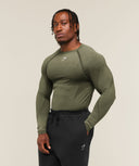 Shadow Seamless Long Sleeve T-Shirt Sets Core Olive - Unmatched Kicks-GYMSHARK