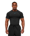 Shadow Seamless T Shirt muscle fit Black/Brand Blue - Unmatched Kicks - GYMSHARK