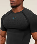Shadow Seamless T Shirt muscle fit Black/Brand Blue - Unmatched Kicks - GYMSHARK