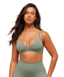 Soft Sculpt V - neck Sports Bra light support Unit Green - Unmatched Kicks - GYMSHARK