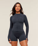 Soft Sculpt Zip Up Jacket Heavy Blue - Unmatched Kicks - GYMSHARK