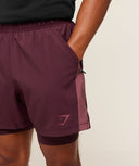 Sport 5" 2 in 1 Shorts slim fit Impact Burgundy/Reset Pink - Unmatched Kicks - GYMSHARK