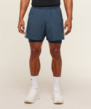 Sport 5" 2 in 1 Shorts slim fit Stealth Blue/Storm Blue - Unmatched Kicks - GYMSHARK