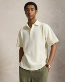 Standard Fit Textured Piqué Polo Shirt Pale Cream - Unmatched Kicks - ralph lauren