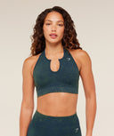 Steel Seamless Halter Neck Bra Deep Petrol Blue - Unmatched Kicks - GYMSHARK