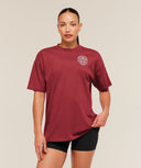 Strength and Fitness Crest Graphic T-Shirt oversized fit Athletic Burgundy - Unmatched Kicks - GYMSHARK