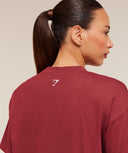 Strength and Fitness Crest Graphic T-Shirt oversized fit Athletic Burgundy - Unmatched Kicks - GYMSHARK