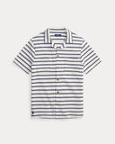 Striped Pointelle-Ribbed Camp Shirt Pale Cream/Newport Navy - Unmatched Kicks-ralph lauren