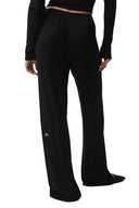 Sweater Knit Mid - Rise Unwind Wide Leg Pant - Black - Unmatched Kicks - ALO