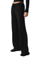 Sweater Knit Mid - Rise Unwind Wide Leg Pant - Black - Unmatched Kicks - ALO