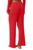 Sweater Knit Mid - Rise Unwind Wide Leg Pant - Bright Red - Unmatched Kicks - ALO