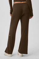 Sweater Knit Mid - Rise Unwind Wide Leg Pant - Espresso - Unmatched Kicks - ALO