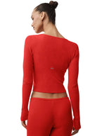Sweater Knit Unwind Long Sleeve - Bright Red - Unmatched Kicks - ALO