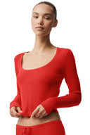 Sweater Knit Unwind Long Sleeve - Bright Red - Unmatched Kicks - ALO