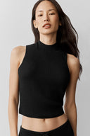 Sweater Knit Unwind Sleeveless Top Black - Unmatched Kicks - ALO