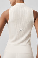 Sweater Knit Unwind Sleeveless Top Ivory - Unmatched Kicks - ALO