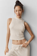 Sweater Knit Unwind Sleeveless Top Oatmeal Heather - Unmatched Kicks - ALO