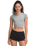 Swiftly Tech Cropped Short - Sleeve Shirt 2.0 Slate/White - Unmatched Kicks - LULULEMON