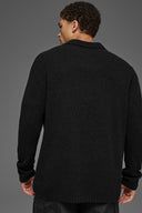 Textured Knit Long Sleeve Polo Black - Unmatched Kicks - ALO