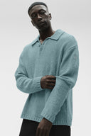 Textured Knit Long Sleeve Polo - Desert Sage - Unmatched Kicks - ALO