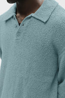 Textured Knit Long Sleeve Polo - Desert Sage - Unmatched Kicks - ALO