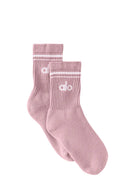 Unisex Half - Crew Throwback Sock - Vintage Pink/White - Unmatched Kicks - ALO