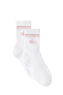 Unisex Half - Crew Throwback Sock - White/Vintage Pink - Unmatched Kicks - ALO