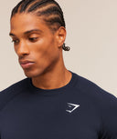 Vital Seamless Long Sleeve T-Shirt Slim Fit Navy/Heavy Blue - Unmatched Kicks-GYMSHARK