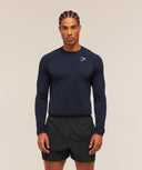Vital Seamless Long Sleeve T-Shirt Slim Fit Navy/Heavy Blue - Unmatched Kicks-GYMSHARK