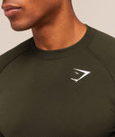 Vital Seamless Long Sleeve T-Shirt Slim Fit Strength Green/Canvas Green - Unmatched Kicks-GYMSHARK