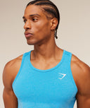 Vital Tank slim fit White/Brand Blue - Unmatched Kicks - GYMSHARK