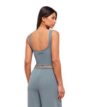 Waffle Cropped Tank Iron Blue - Unmatched Kicks - GYMSHARK