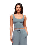 Waffle Cropped Tank Iron Blue - Unmatched Kicks - GYMSHARK