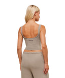 Waffle Cropped Tank Lifestyle Brown - Unmatched Kicks - GYMSHARK