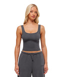 Waffle Cropped Tank Onyx Grey - Unmatched Kicks - GYMSHARK