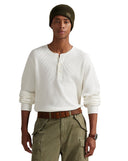 Waffle - Knit Cotton Henley Shirt Trophy Cream - Unmatched Kicks - ralph lauren