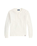 Waffle - Knit Cotton Henley Shirt Trophy Cream - Unmatched Kicks - ralph lauren