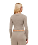 Waffle Long Sleeve Top body fit Lifestyle Brown - Unmatched Kicks - GYMSHARK