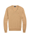 Washable Wool V - Neck Sweater Camel Melange - Unmatched Kicks - ralph lauren