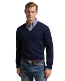 Washable Wool V - Neck Sweater Hunter Navy - Unmatched Kicks - ralph lauren