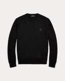 Washable Wool V - Neck Sweater Polo Black - Unmatched Kicks - ralph lauren
