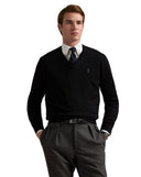 Washable Wool V - Neck Sweater Polo Black - Unmatched Kicks - ralph lauren