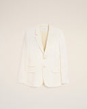 White Blended Linen Single Breasted Straight Jacket - Unmatched Kicks - Ami Paris