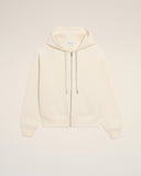 White Cotton Embossed Ami De Coeur Zipped Hoodie - Unmatched Kicks - Ami Paris