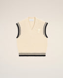 White Ribbed Wool Sleeveless Ami De Coeur Sweater - Unmatched Kicks - Ami Paris