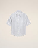 White Striped Cotton Short Sleeve Ami De Coeur Wide Shirt - Unmatched Kicks - Ami Paris