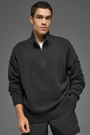 Wool Cashmere New Class 1/4 Zip Pullover Black - Unmatched Kicks-ALO